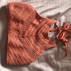 Burnt orange crochet bikini top